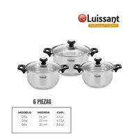 JUEGO DE OLLAS EN ACERO INOXIDABLE 6 Pzas LUISSANT