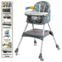Silla de Comer Ebaby Plegable Doble Bandeja LULU Gris