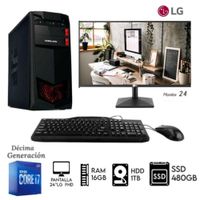 Computadora Pc Intel Core i7-10TH  Ram 16GB Disco HDD 1TB   SSD 480GB Monitor 24FHD