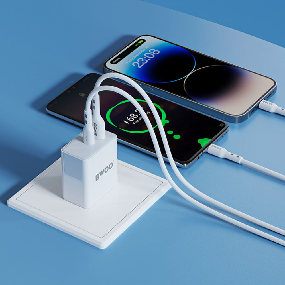 CARGADOR DE PARED DUAL USB-C Y USB-A CARGA RÁPIDA 38W CDA137 BWOO