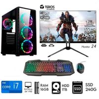 Computadora PC CORE i7  3.2Ghz Ram16GB  Disco HDD 1TB   SSD 240GB  Monitor 24 FULL HD