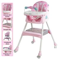 Silla de Comer Ebaby Plegable Doble Bandeja LULU - Rosado