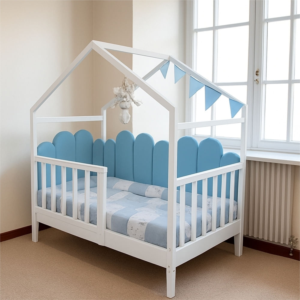 Cama Montessori Festi Azul Acero Plaza y Media + Armado Gratis