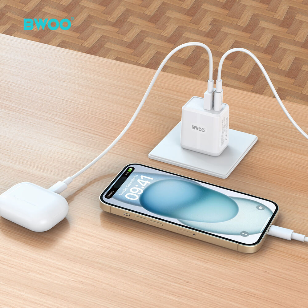 CARGADOR DE PARED RÁPIDO 20W DUAL PORT 2 USB 3.0 TIPO C BO-CDA178 BWOO ...