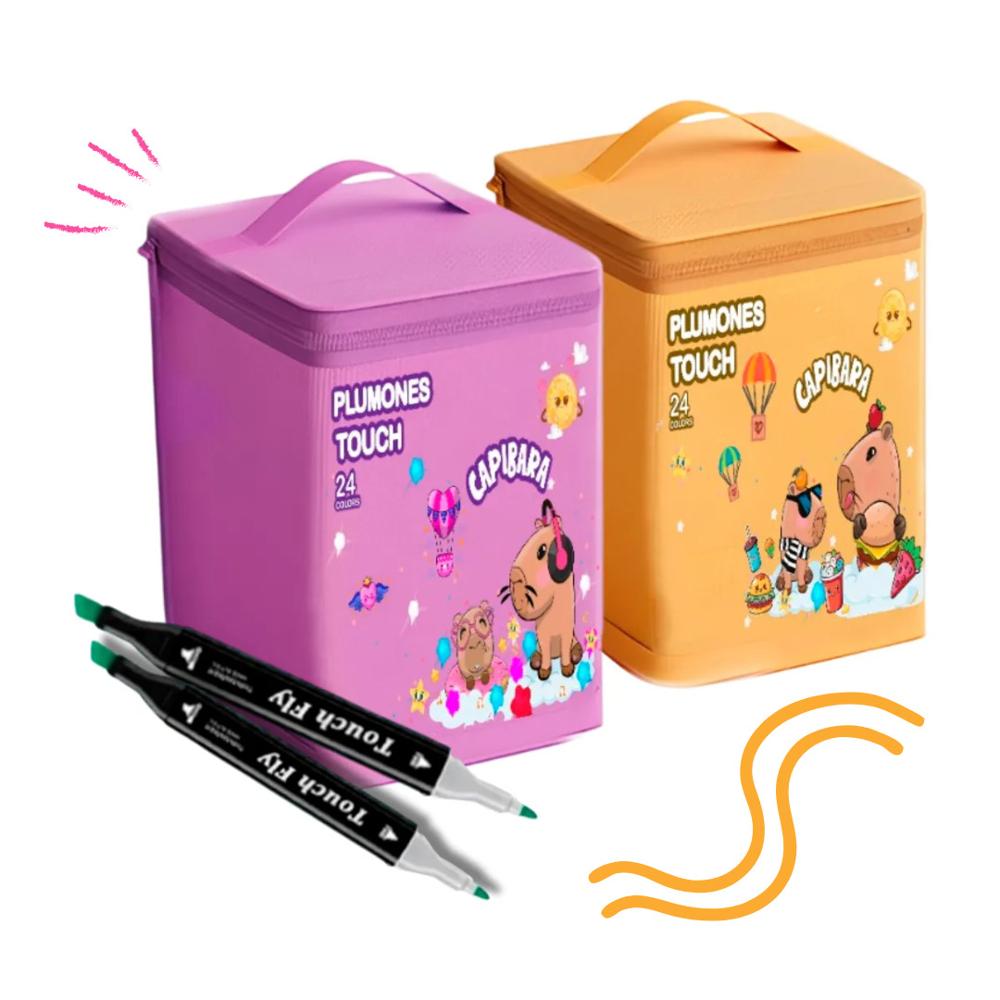 Pack de Plumones Modelo Capibara 24 pcs Escolar Niños