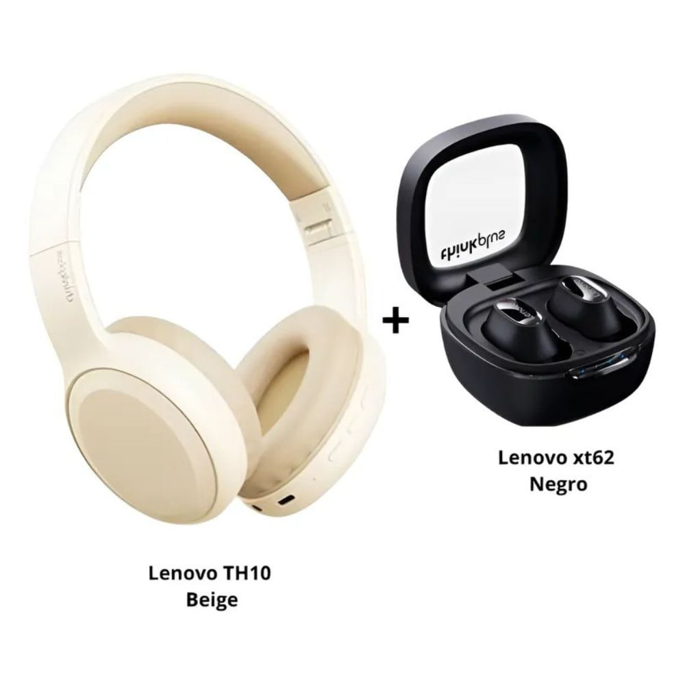 Audífonos Lenovo Th10 Beige + Audífonos Tws Lenovo Xt62 Negro