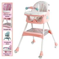 Silla de Comer Ebaby Plegable Doble Bandeja LULU - Rosa