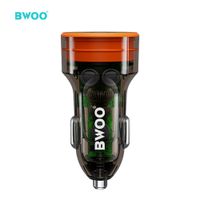 CARGADOR DE COCHE TRANSPARENTE CARGA RÁPIDA  2 EN 1 USB-A Y USB-C DE 38W BO-CC85 BWOO