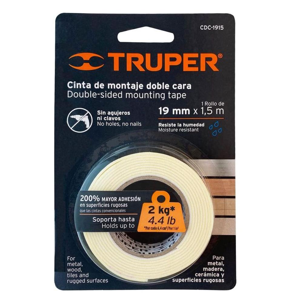 Cinta Doble Contacto de 19 mm x 15 m Truper - 11724