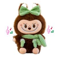 Labubu Have A Seat  Oso Marrón Musical con Bufanda y Guantes