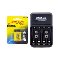 Kit Cargador de Baterías 9VA-AA-AA con Batería Recargable MIHABA-DH-250-KT2 OPALUX