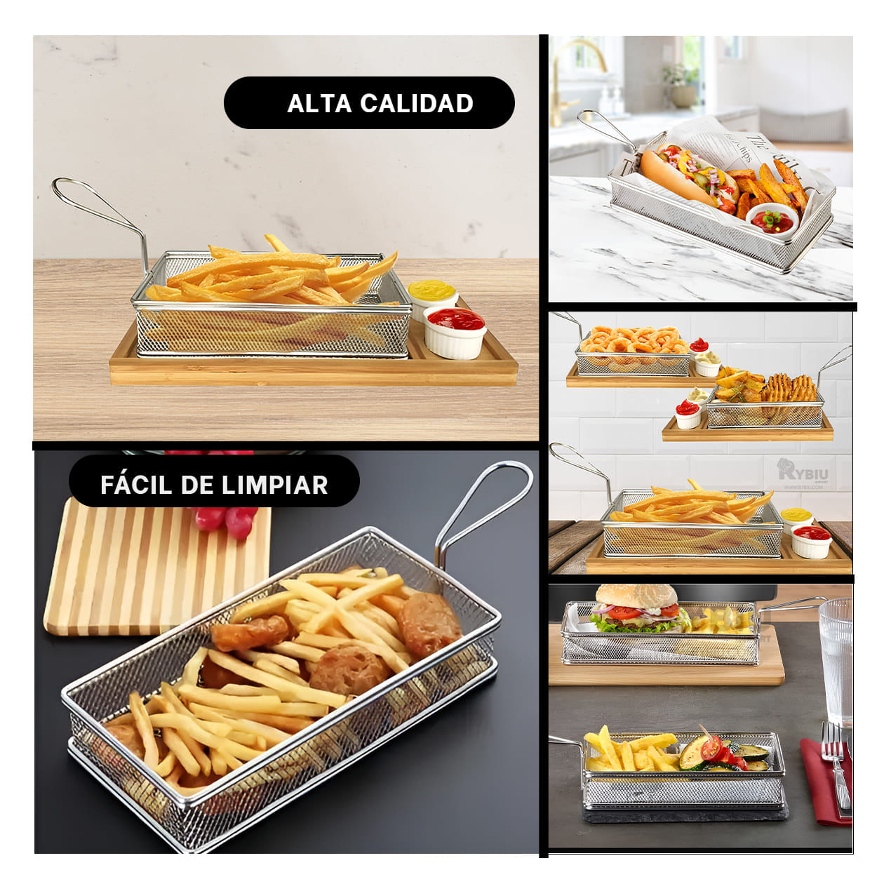 Cesta Maravillosa para Freir en Color Plateado Y+Stickers