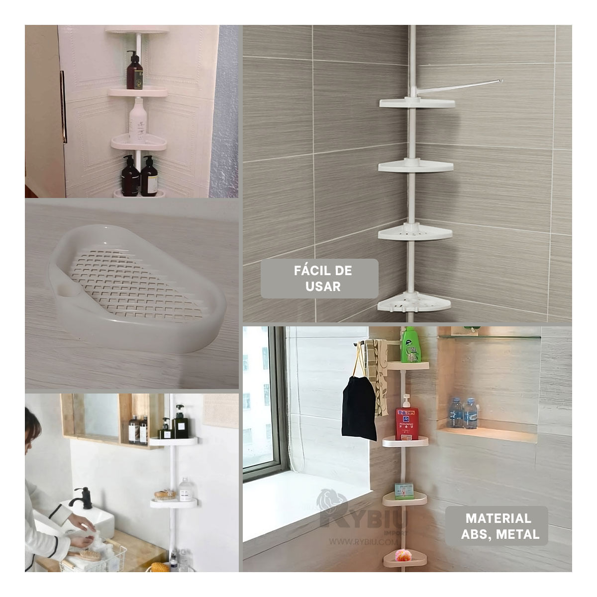 Esquinero para Baño de 2.6m en Tono Blanco Y+Papel de Regalo