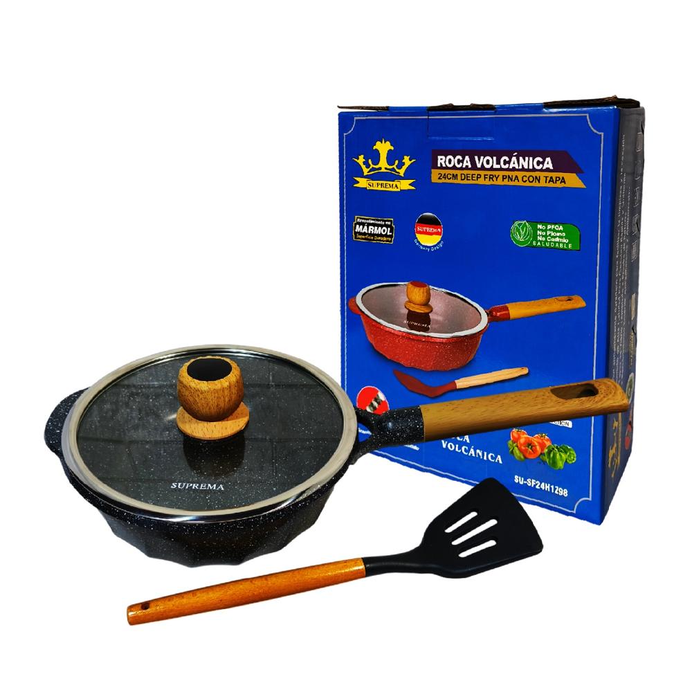 Sartén con Tapa SUPREMA 24cm Cerámico Antiadherente Negro