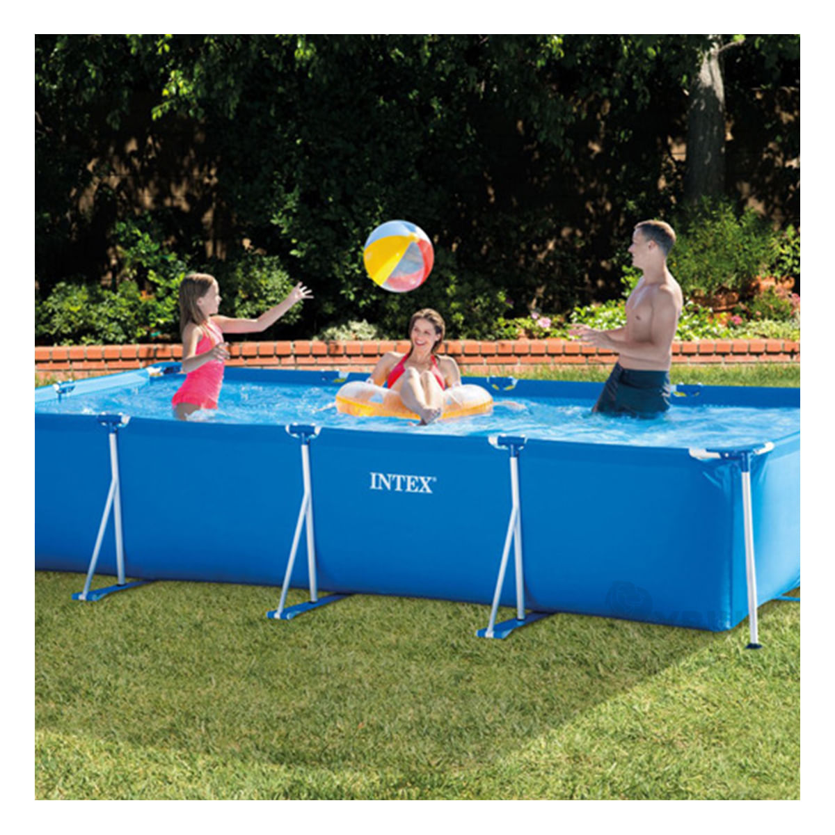 Piscina Segura con Soporte en Color Azul Y+Stickers