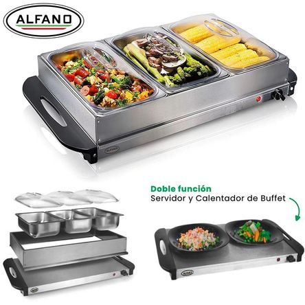Samovar Calentador y Servido Buffet de 3 divisiones