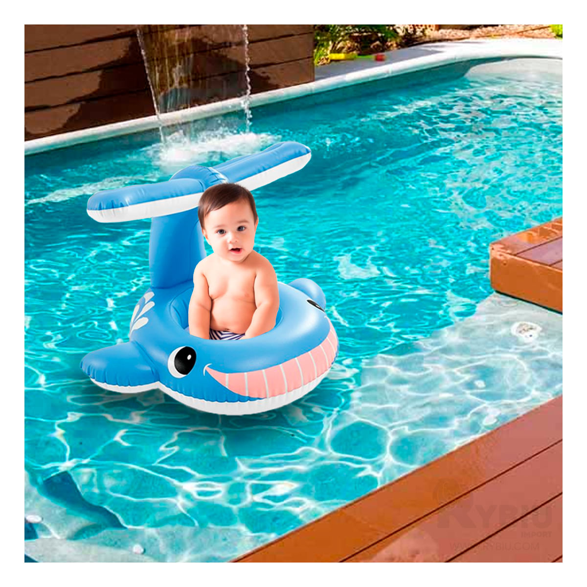 Flotador de PVC en Color Celeste Y+Stickers