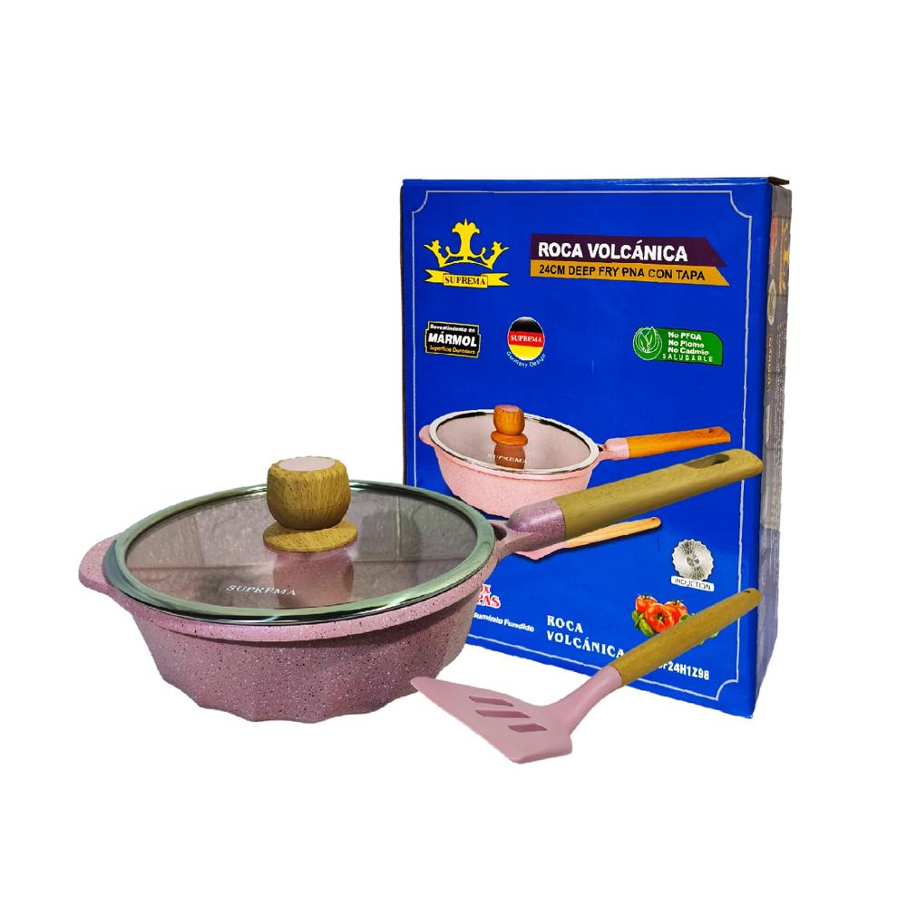 Sartén con Tapa SUPREMA 24cm Cerámico Antiadherente Rosado Sartén con Tapa SUPREMA 24cm Cerámico Antiadherente Rosado