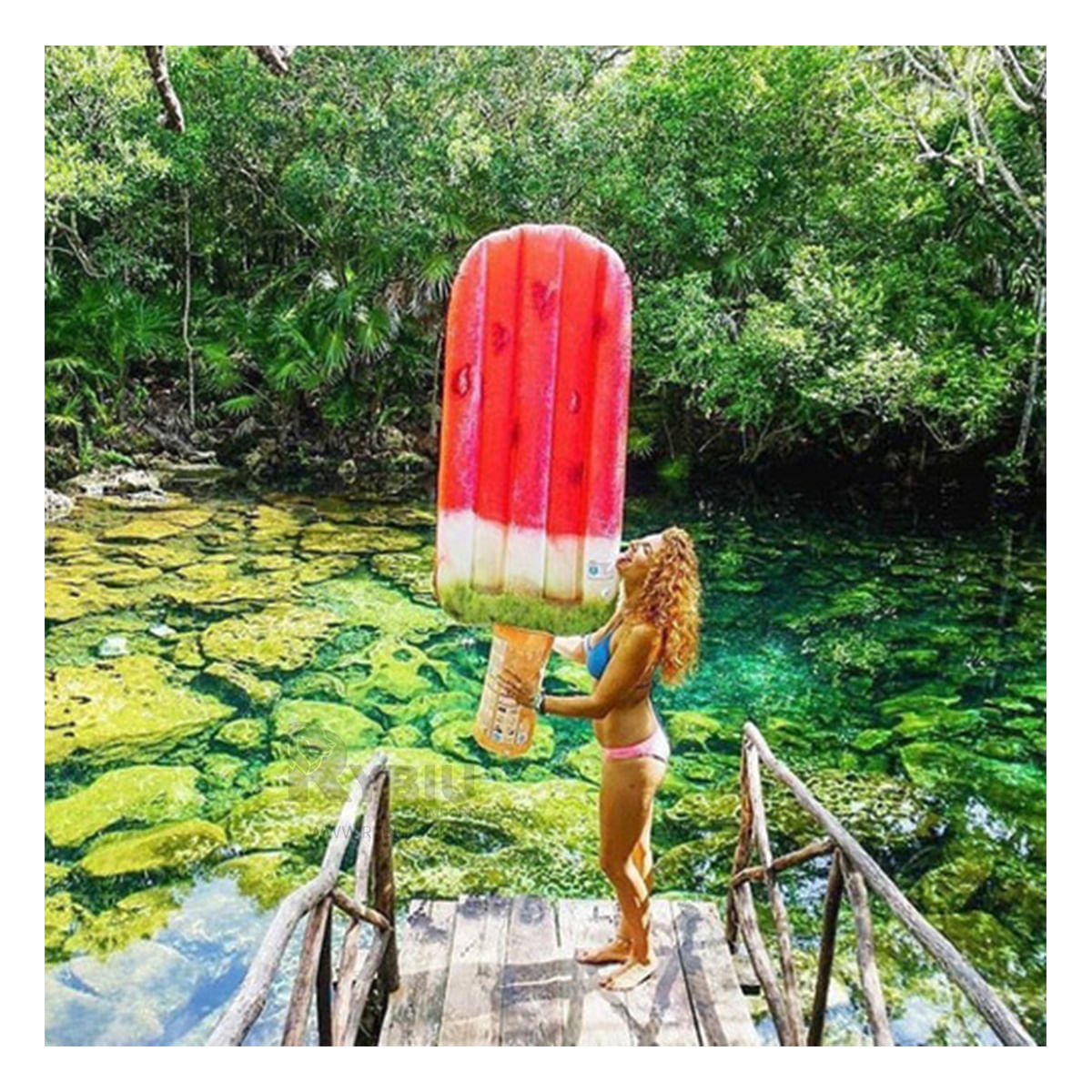 Flotador Colchoneta Diseño de Sandia Y+Papel de Regalo