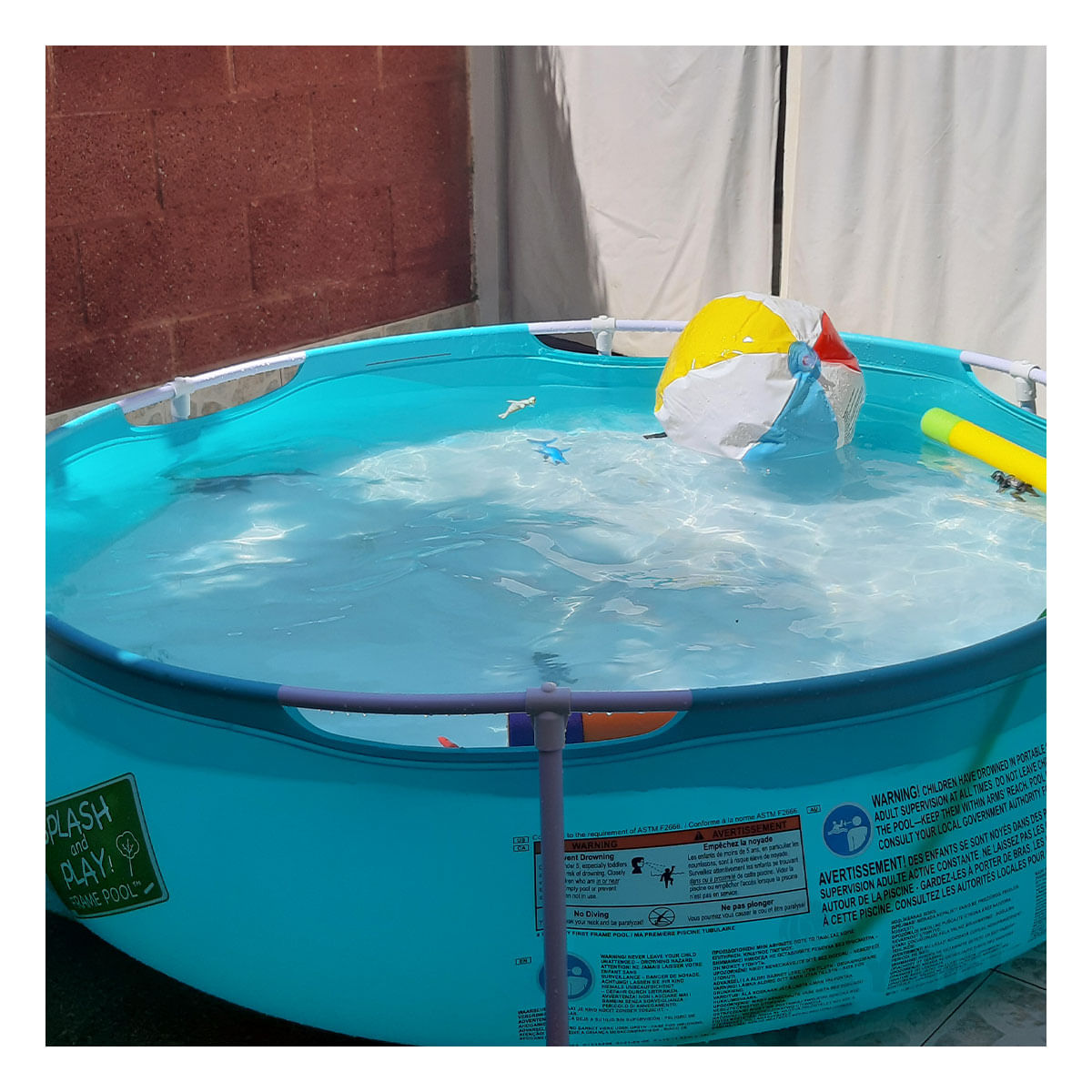 Piscina Armable para Niños con Marco en Color Celeste