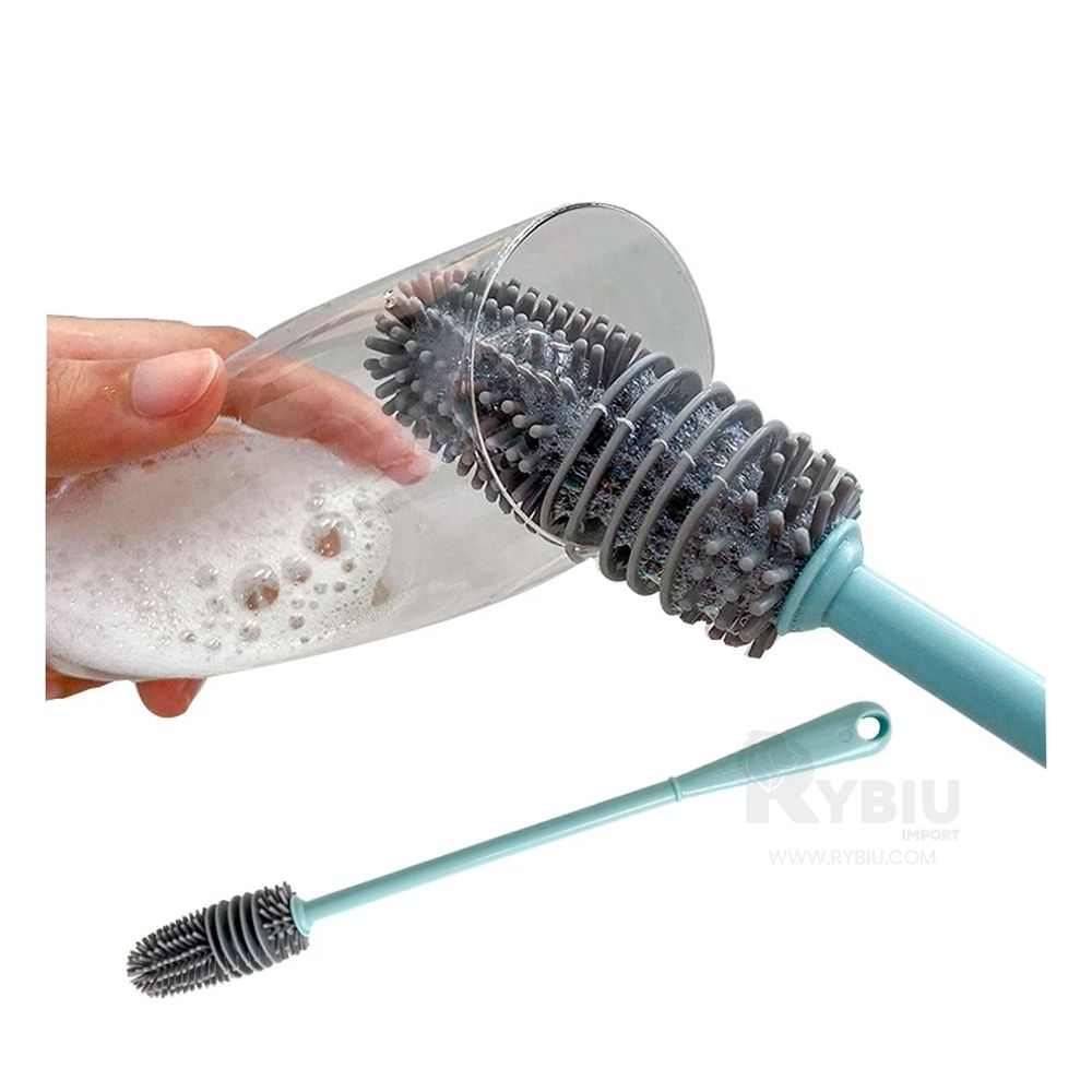 Cepillo de Silicona Limpiador de Botellas en Color Celeste Cepillo de Silicona Limpiador de Botellas en Color Celeste