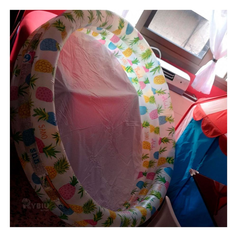 Piscina con Decoraciones de Color Blanco Y+Papel de Regalo Piscina con Decoraciones de Color Blanco Y+Papel de Regalo