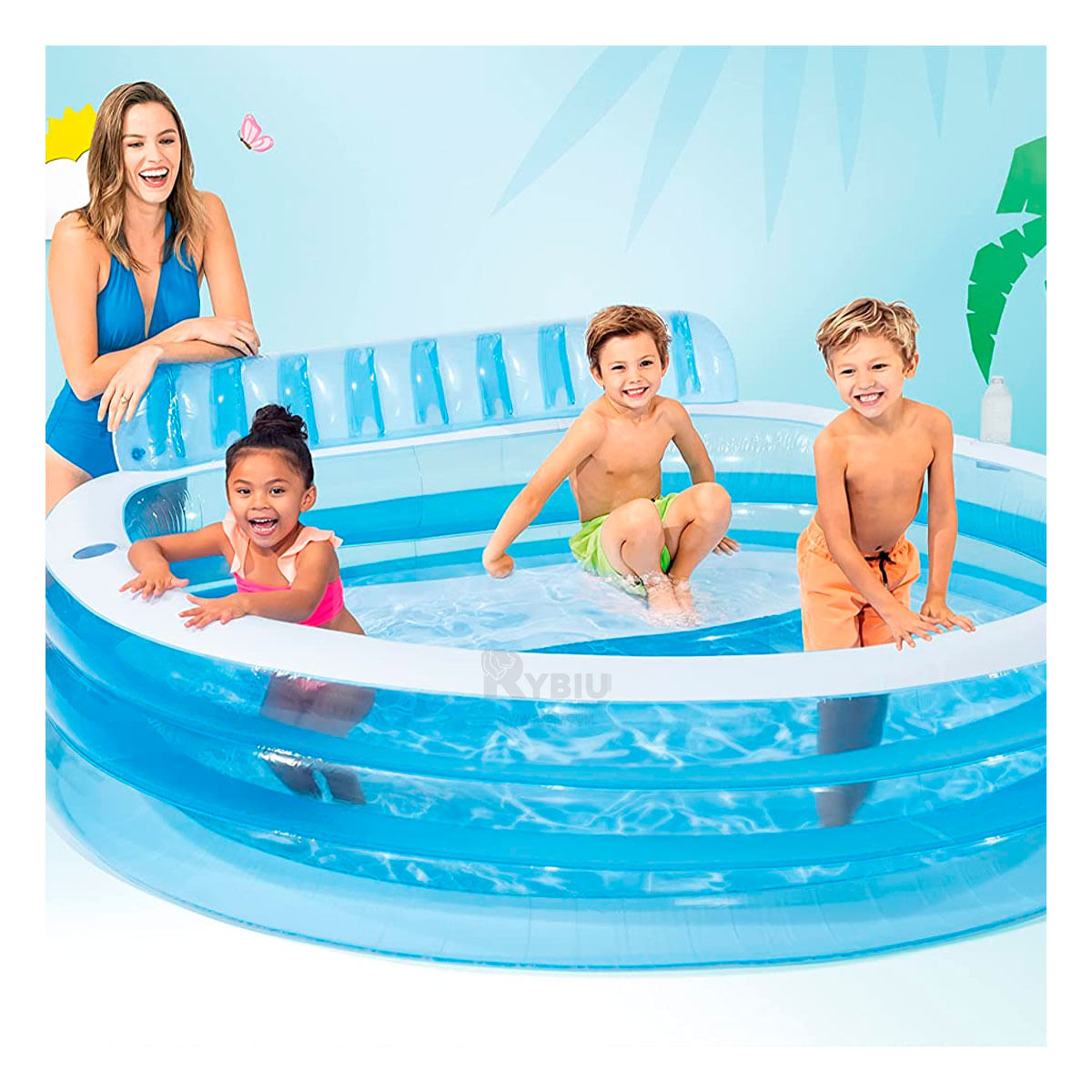 Piscina Resistente Celeste en Celeste Y+Stickers