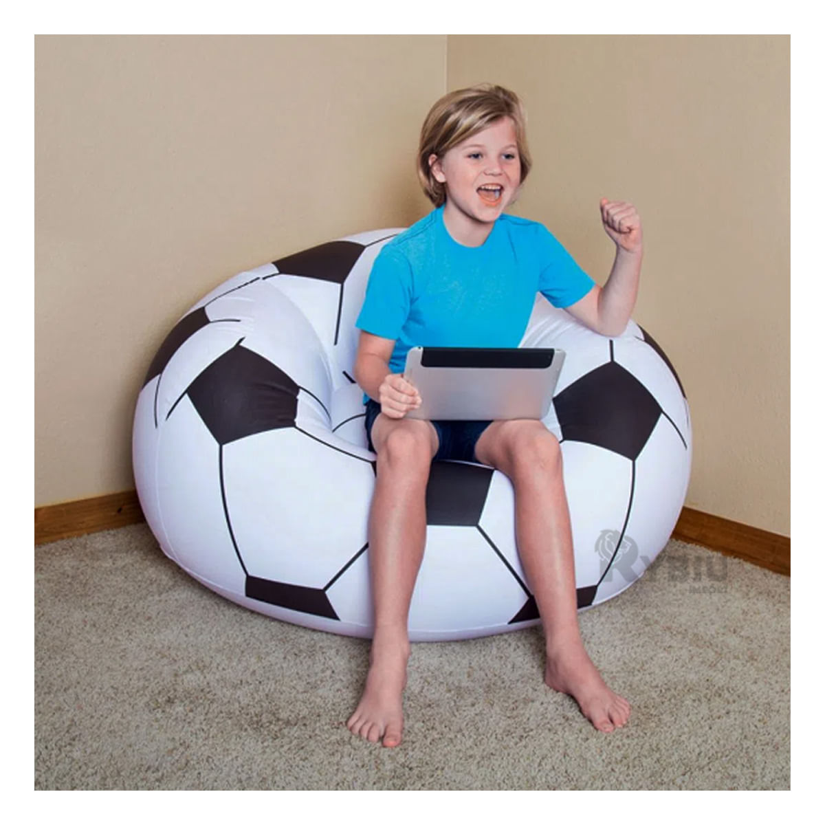 Sofa Inflable Modelo Pelota en Blanquinegro