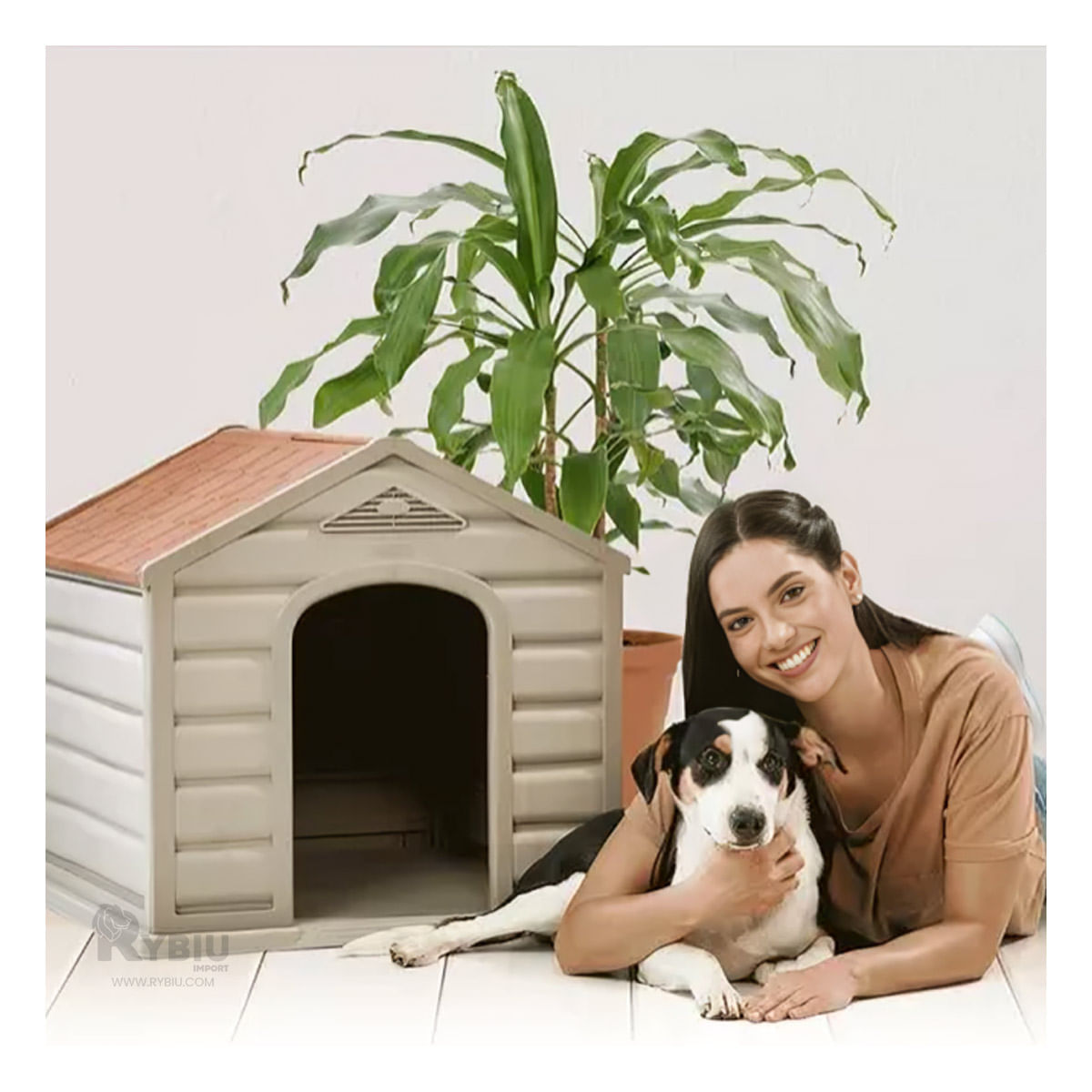 Casa para Perros con Techo y Facil Armado de Tamaño Mediana