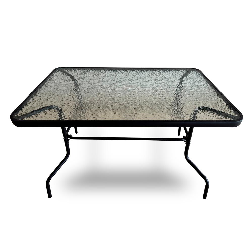 Mesa Terraza Vidrio y Acero 120x80x72cm Negra