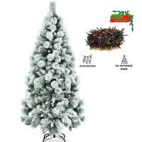 ARBOL DE NAVIDAD 1.80 METROS  VERDE CON NIEVE MAS 100 LUCES MULTICOLOR