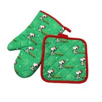 Guante y Toma Olla de Cocina Adulto Snoopy Verde