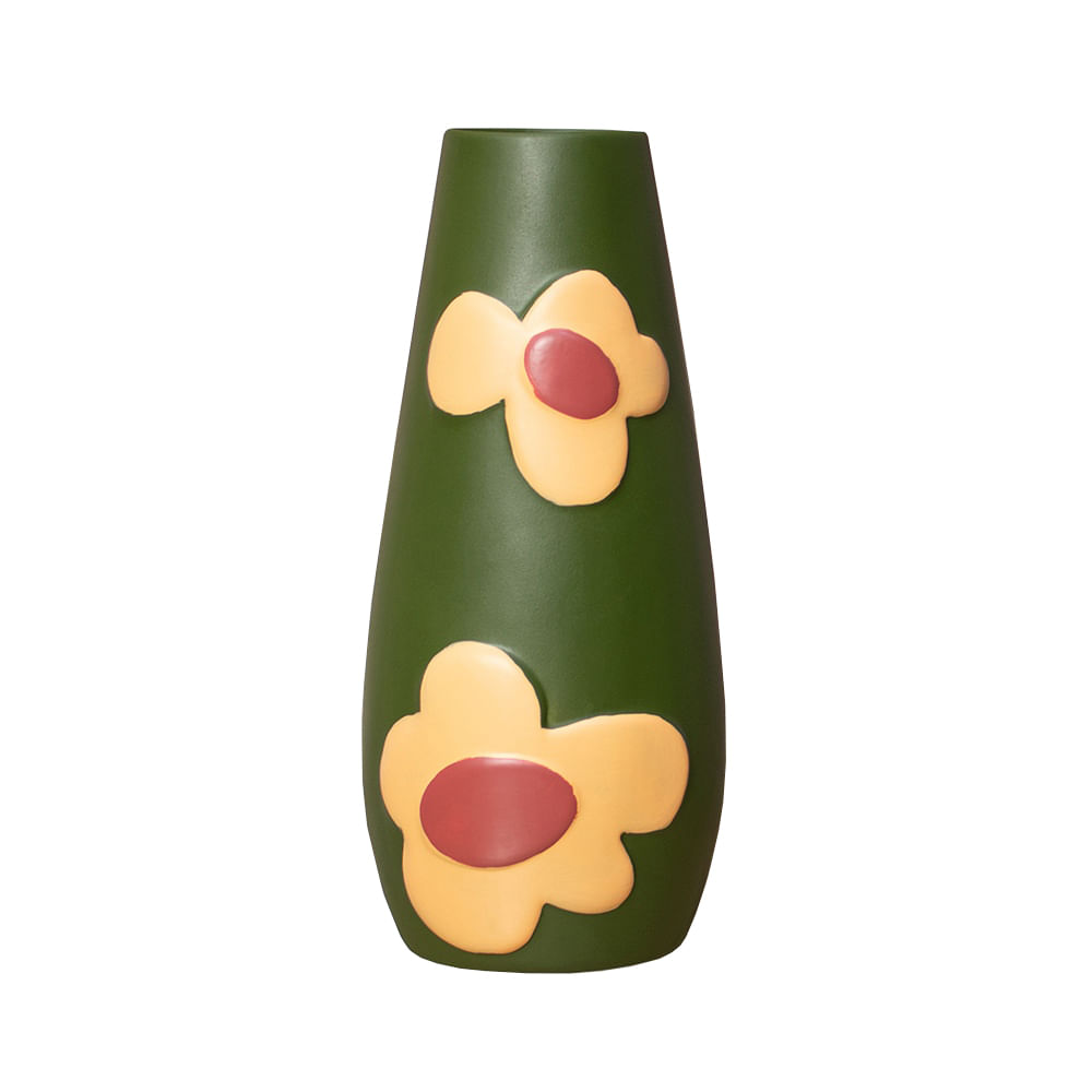 Florero Panadecor Verde con Flores Amarillas 185CM Porcelana