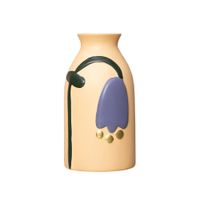 Florero Panadecor Beige con Detalles Violeta 22CM Porcelana