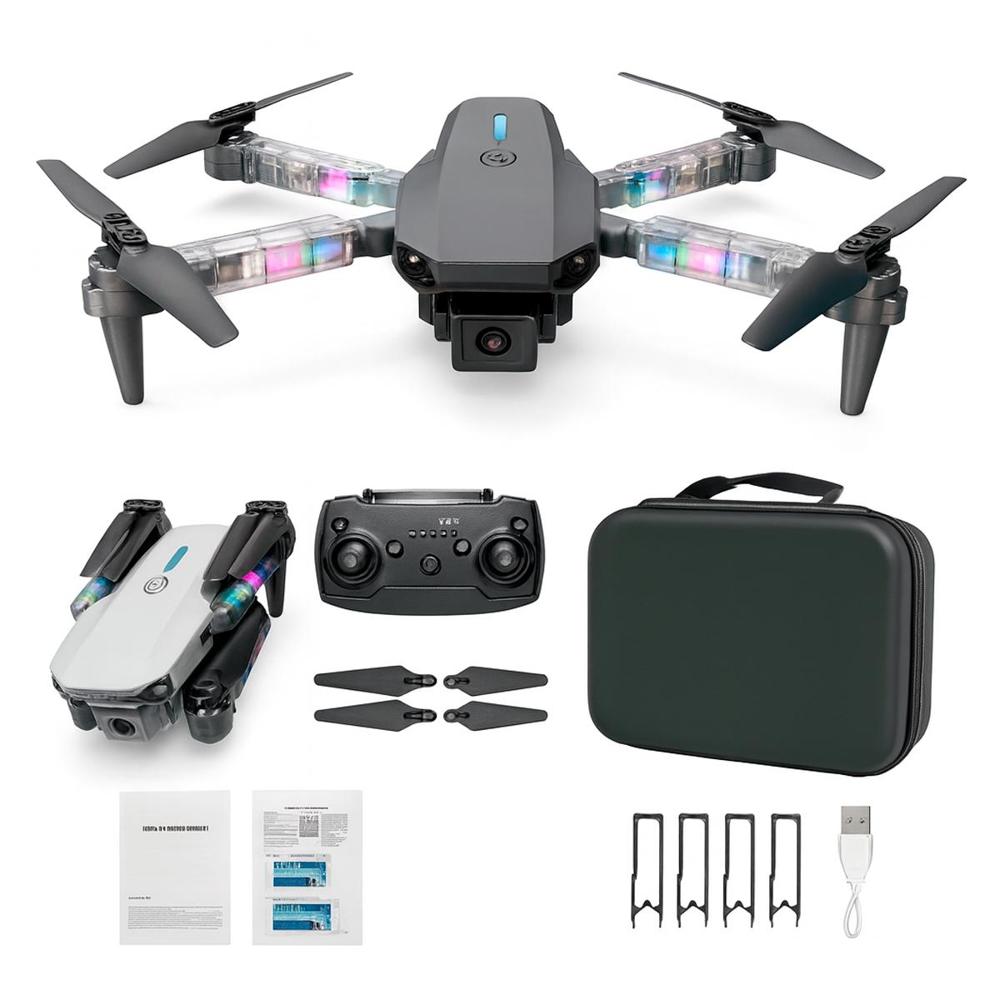 Drone E99 DMax WIFI con Doble Camara 4K Luz RGB incluye Estuche Negro
