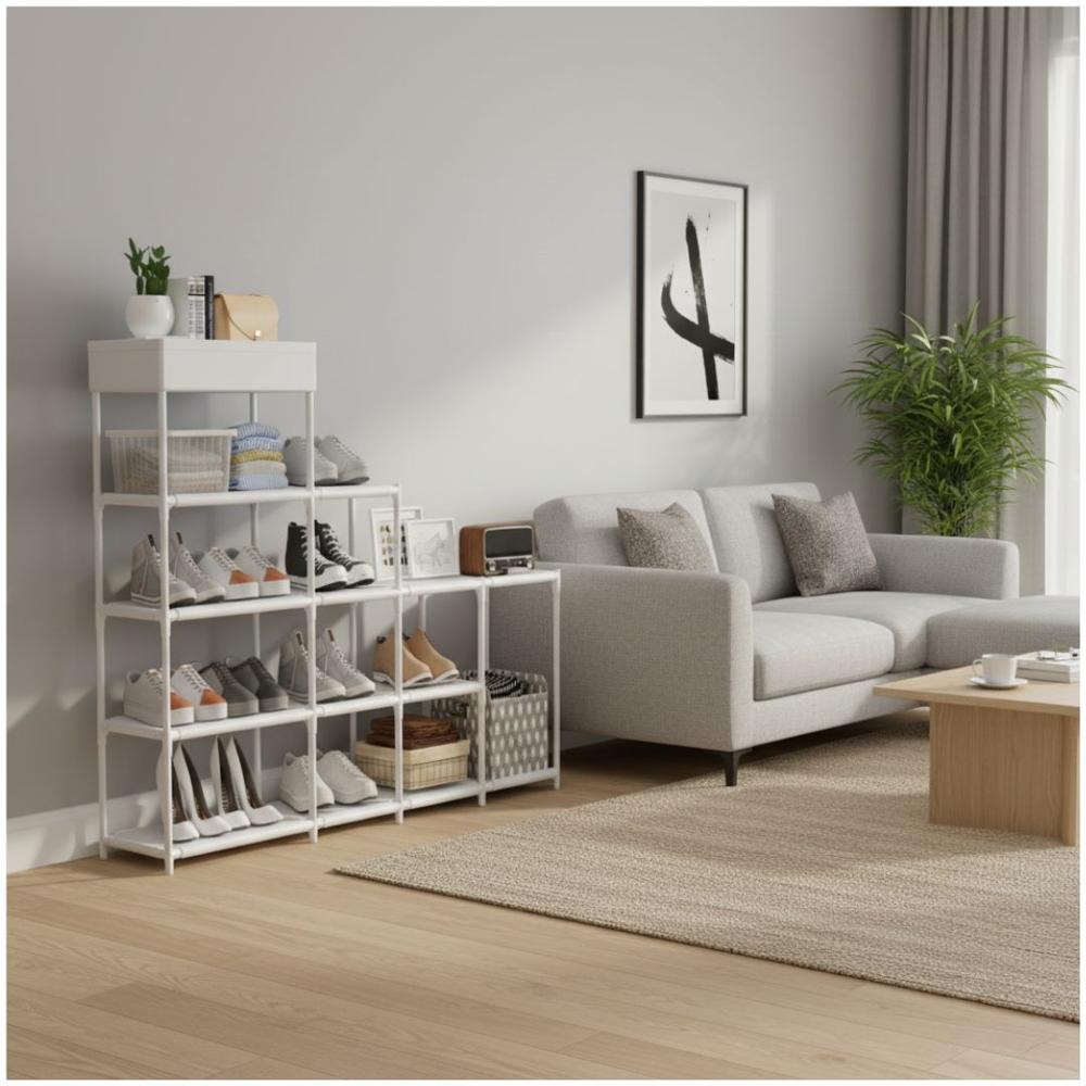 Estante Zapatera Organizador de Zapatos y Estantería Multifuncional 81x120x41cm Blanco