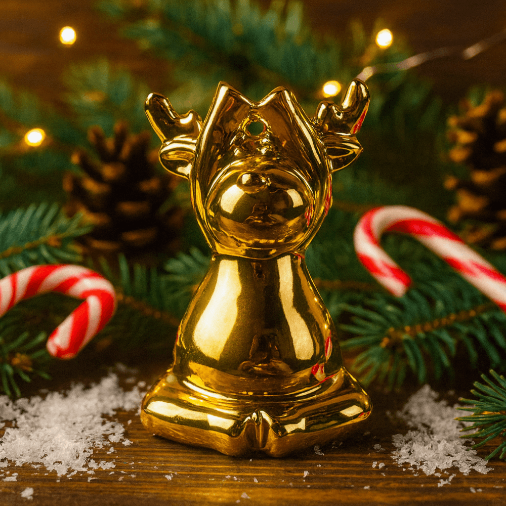 Adorno Reno Manos Arriba 8cm Cuentos de Oro Orange