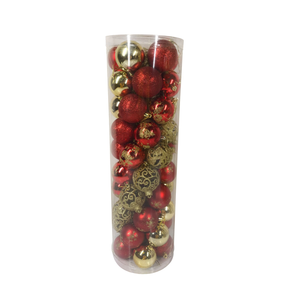 Set X 50 Bolas Rojo Y Dorado 6 Cm