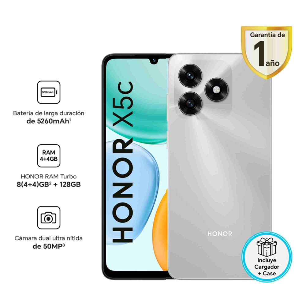 Celular Honor X5C 4GB + 128GB Meteor Silver