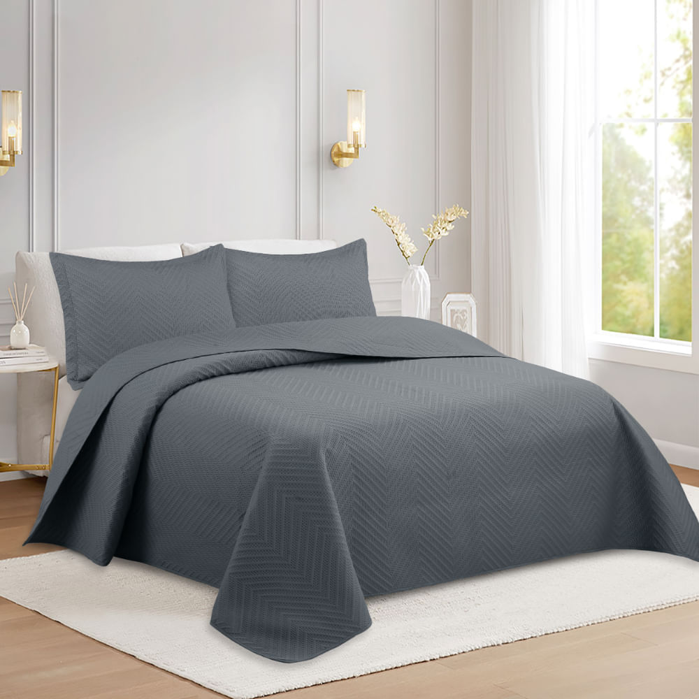 Cubrecama Pv26 Pinsonic Gris 2 Plazas