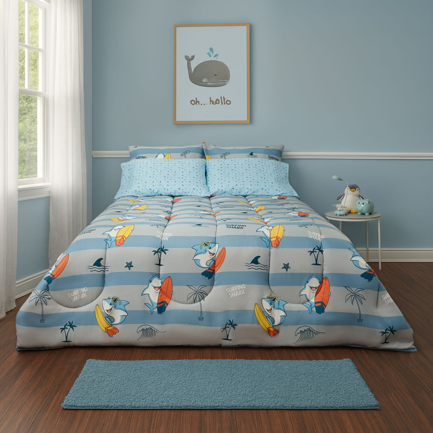 Set Edredón Pv26 Micro Tiburon Surf 1.5 Plazas