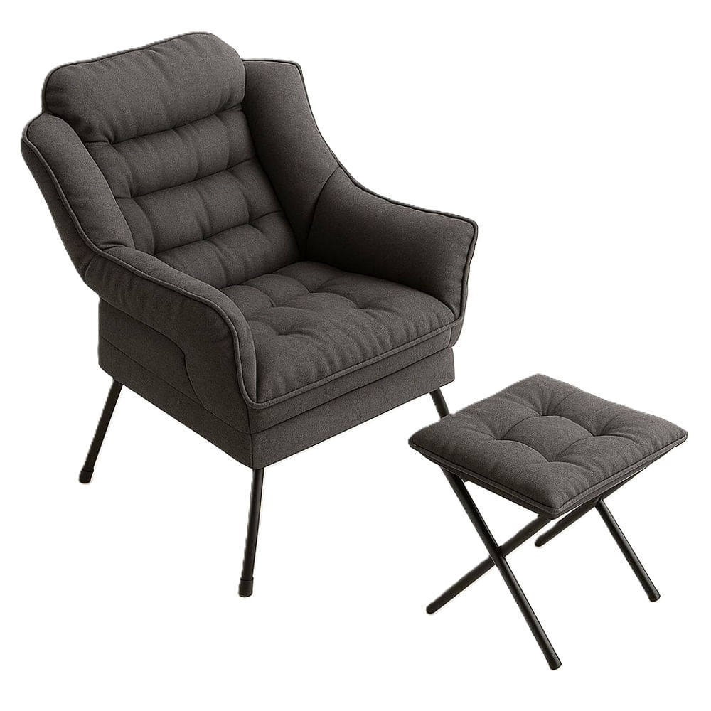 Sillón Contemporáneo con Posa Pie Gris