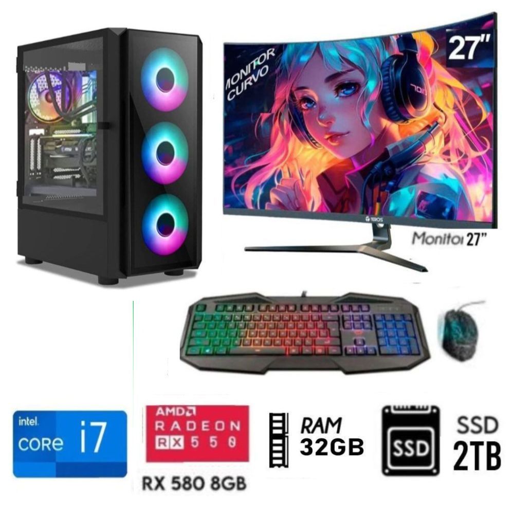 Computadora PC Gamer Intel Core i7 Ram16GB Disco SSD 2TB Video RX 580 8GB Monitor 27 Computadora PC Gamer Intel Core i7 Ram16GB Disco SSD 2TB Video RX 580 8GB Monitor 27