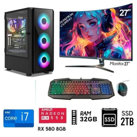 Computadora PC Gamer Intel Core i7 Ram16GB Disco SSD 2TB Video RX 580 8GB Monitor 27 Computadora PC Gamer Intel Core i7 Ram16GB Disco SSD 2TB Video RX 580 8GB Monitor 27
