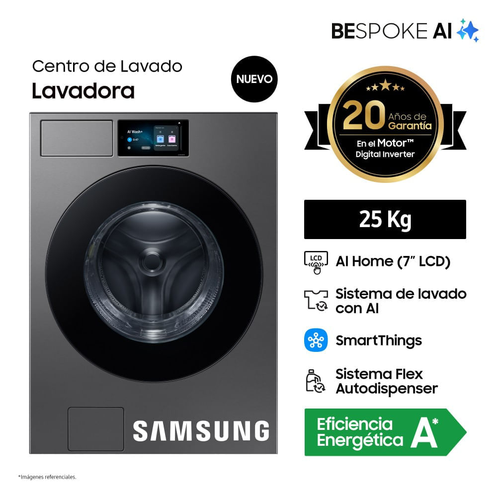Lavadora Samsung 25Kg WF90F25ADSPE Acero Oscuro