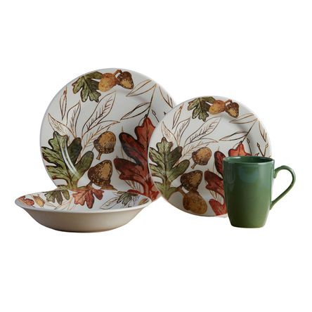 Juego de Vajillas Corona Castaña de Navidad 16 Pzas Juego de Vajillas Corona Castaña de Navidad 16 Pzas