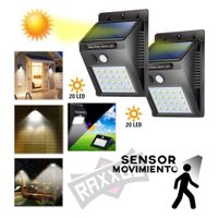 Kit 2 foco lampara led luz solar con sensor movimiento 20 led reflect
