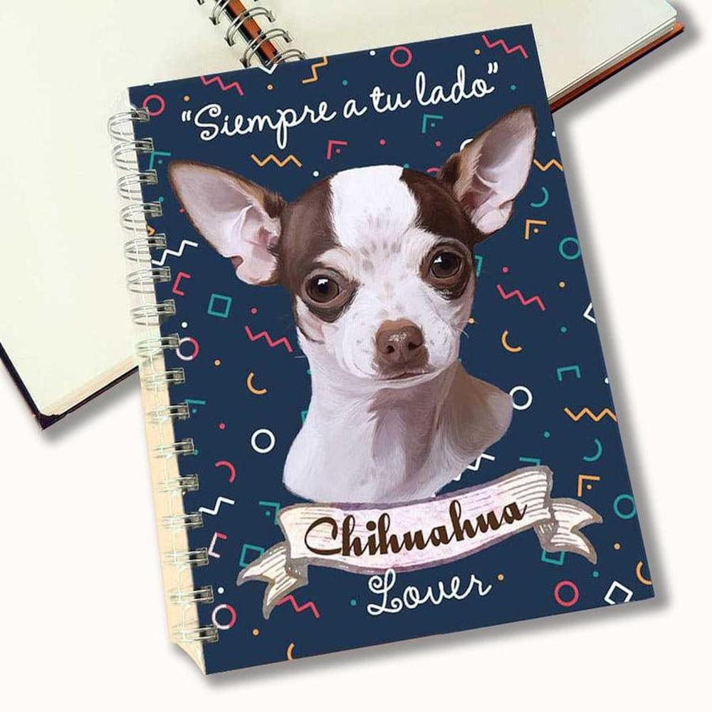 Cuaderno A5 - Qala Diseño - Perro Chihuahua Blanco