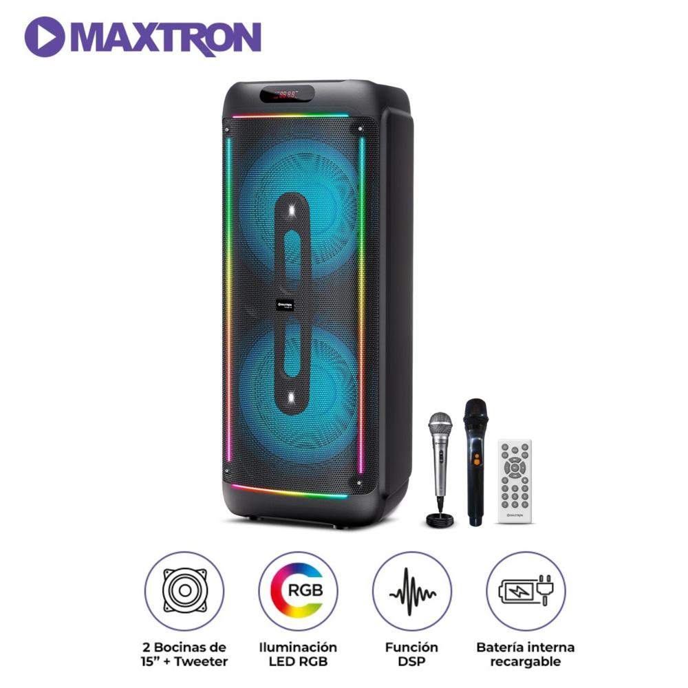 Torre de Sonido Portátil Maxtron MX1502DL Furacao BT USB Función DSP