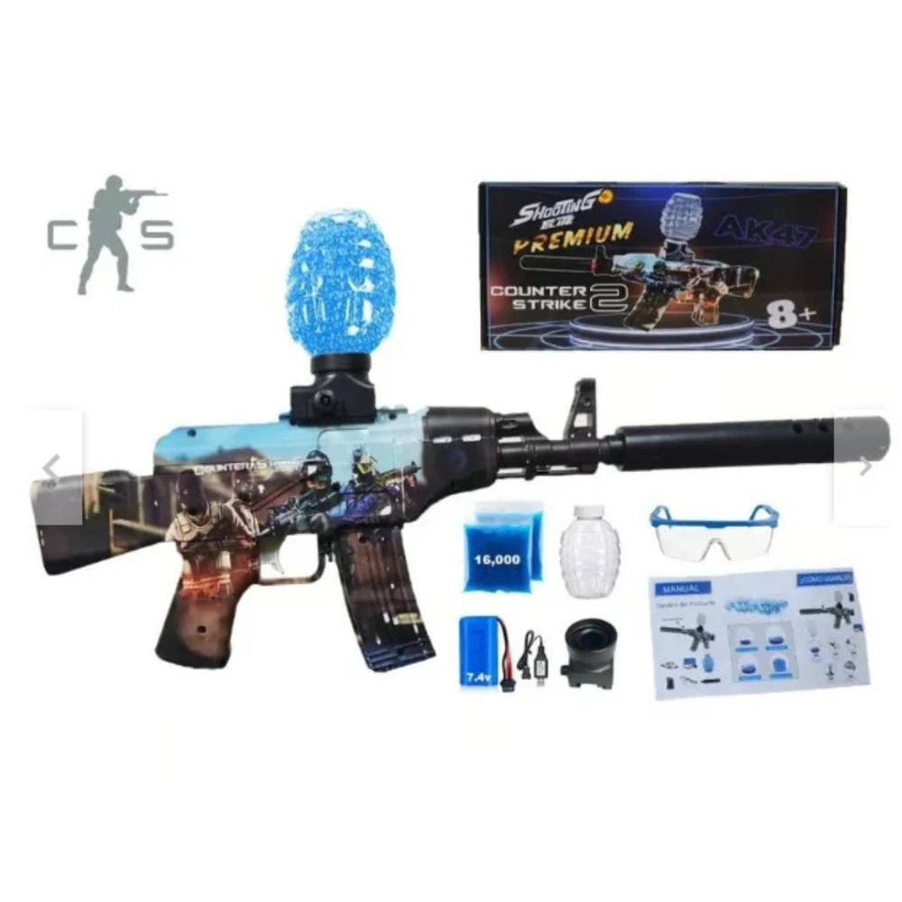 Ak Mini Counter Strike con Accesorios Hidrogel Linterna Láser Lentes